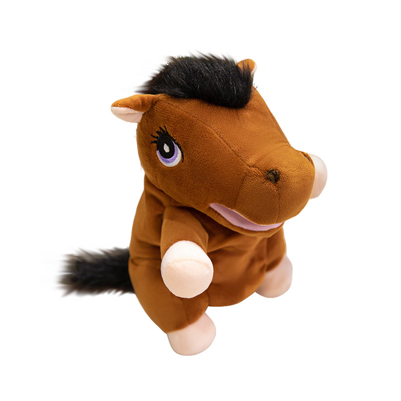 Año del Caballo mascota pony muñecas juguetes de peluche para niños cuentos juegos padres-hijos guantes muñecas de caballo marrón image 6