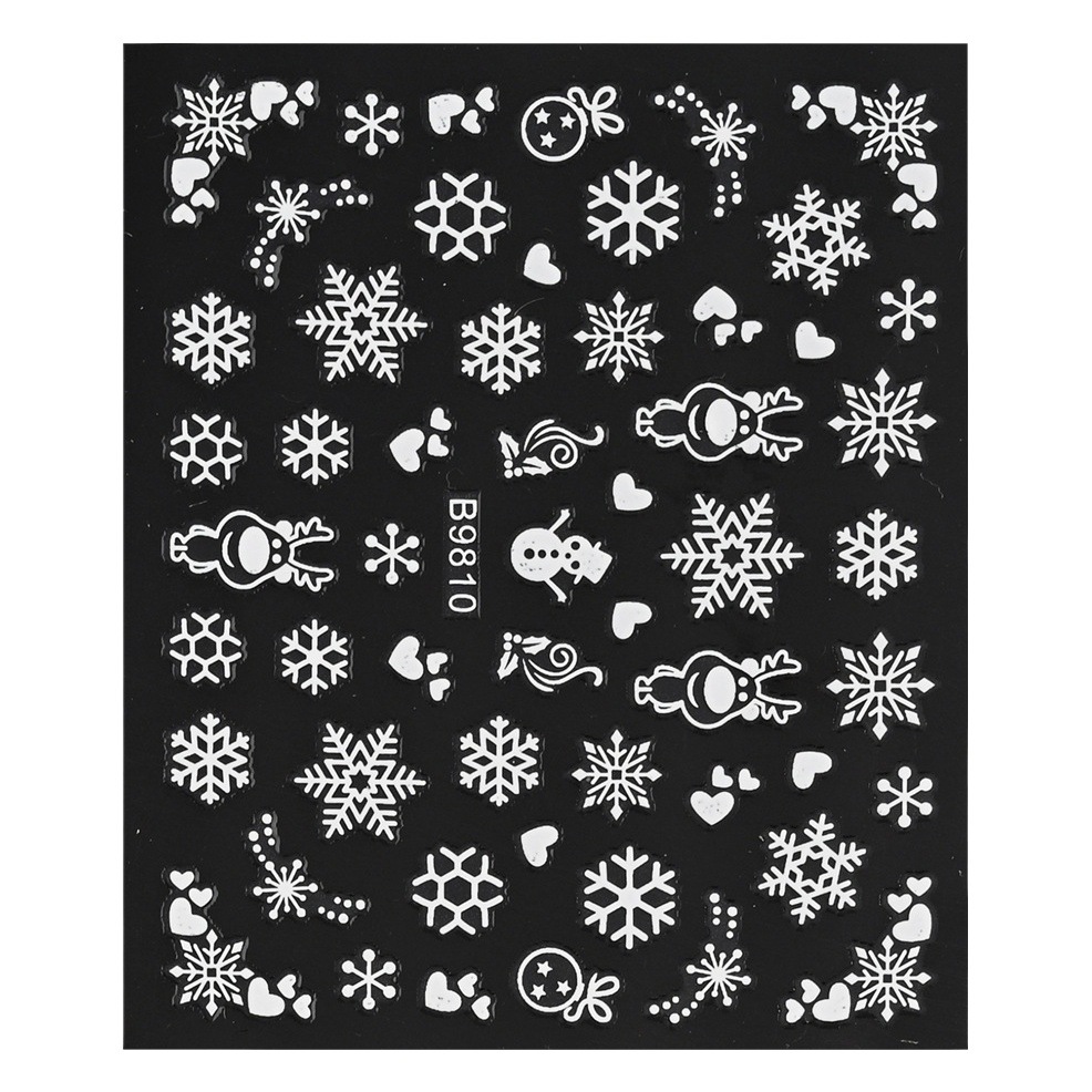 Winter Christmas Style White Snowflake Set Nail Art Stickers Christmas Elk Snowman Nail Decoration Stickers
