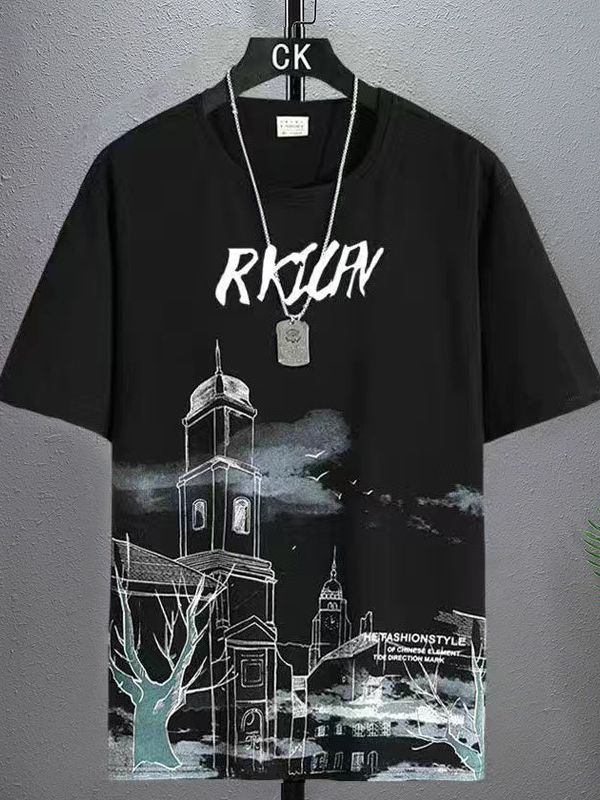 Camiseta de manga corta de seda de hielo para hombre verano 2023 nueva camiseta de tinta de salpicaduras con sensación de hielo para hombres jóvenes de moda image 6