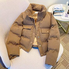 韩系休闲棉服女秋冬新款小香风高级感气质面包服外套立领棉衣上衣