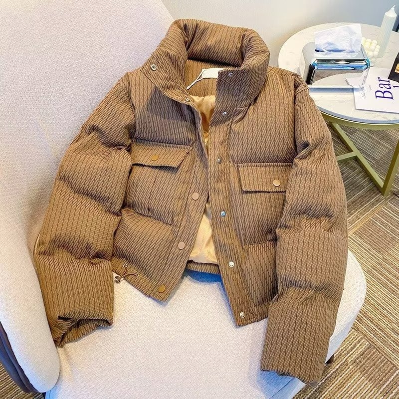 韩系休闲棉服女秋冬新款小香风高级感气质面包服外套立领棉衣上衣
