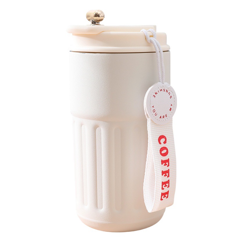 Taza de café de temperatura inteligente 316 taza de vacío de acero inoxidable chica lindo portátil taza de coche con cuerda