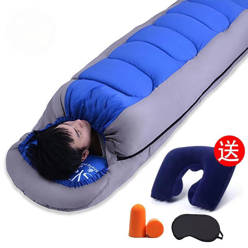 Sleeping bag adult winter thickening outdoors adult Camping Cold proof Double Noon break Down cotton Four seasons General fund
