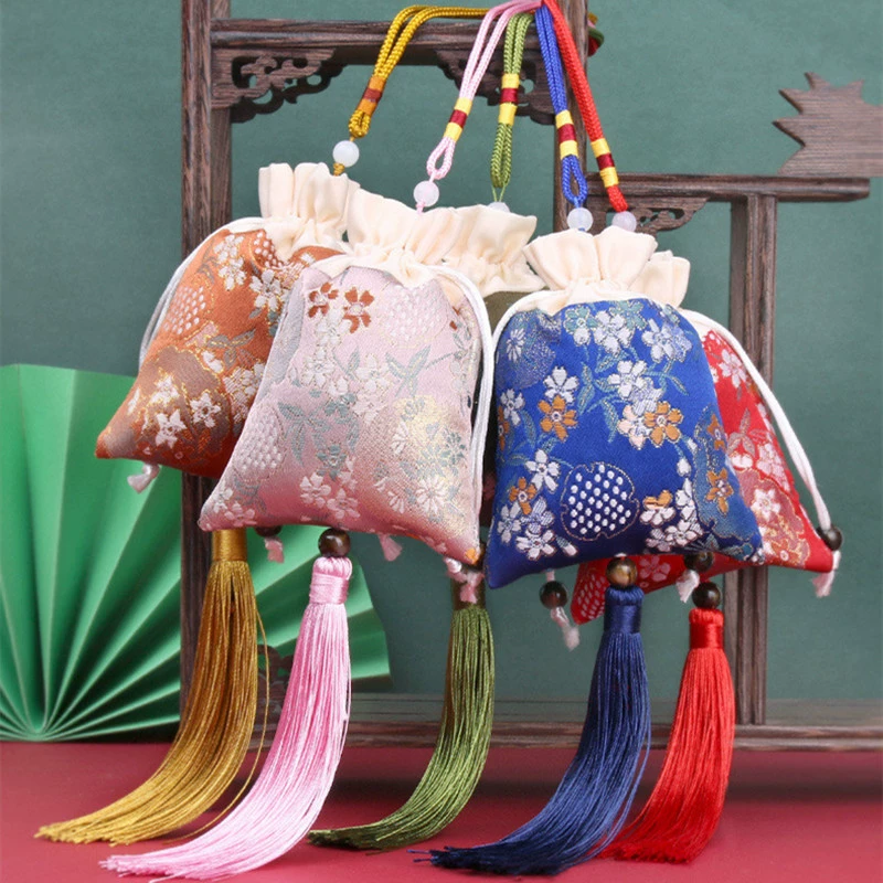 Пакетик для фестиваля драконьих лодок, пакетик для китайской медицины, сумка-кошелек с вышивкой, пустая сумка, сумка из парчи, хлопок и лен с кисточками оптом