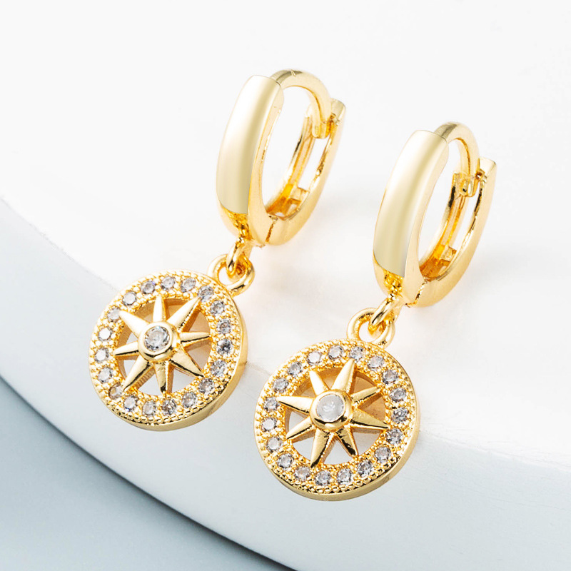 wholesale jewelry simple hollow sun leaves Virgin Mary copper earrings Nihaojewelrypicture3