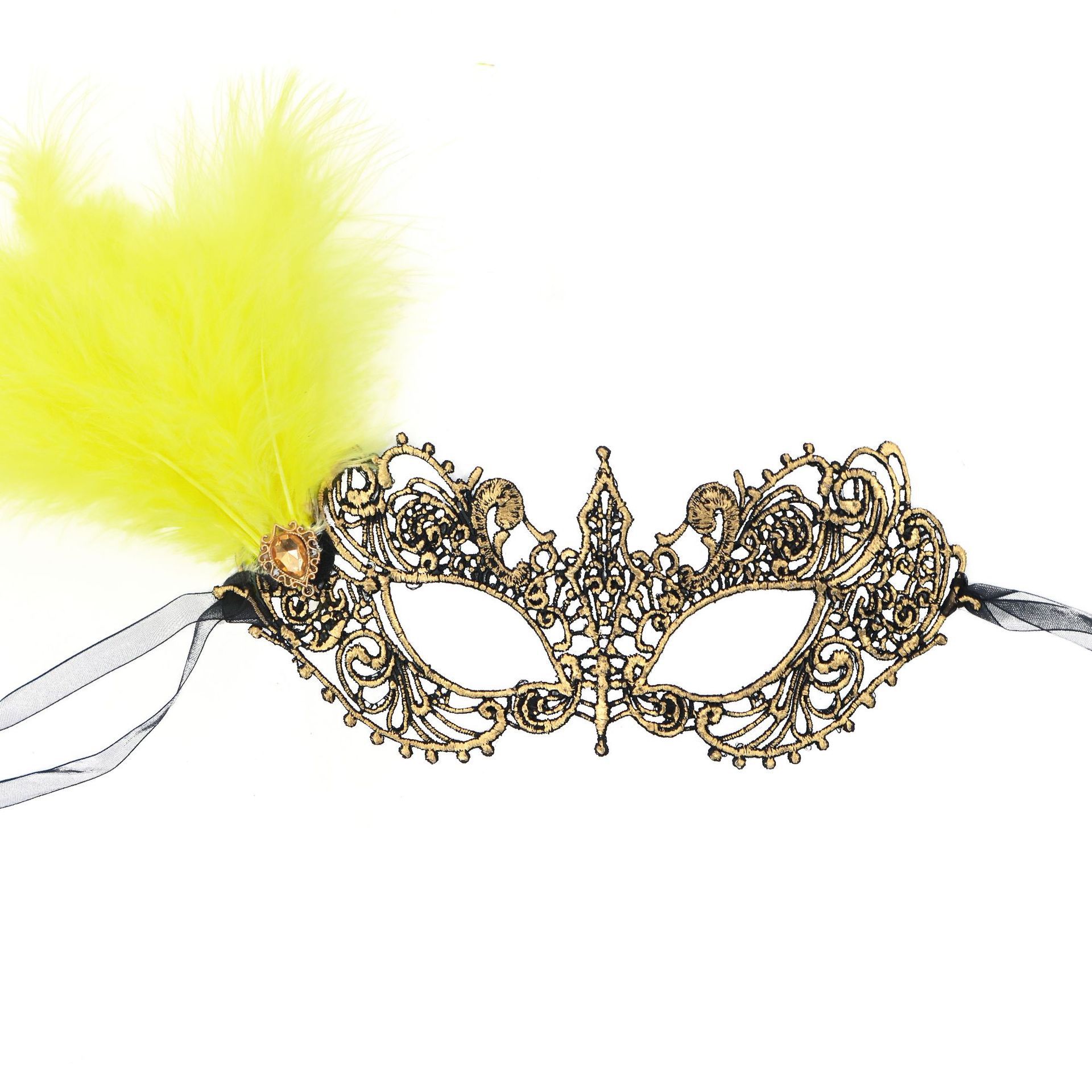 Máscaras de perforación de encaje de oro y plata transfronterizas, máscaras de fiesta de baile de maquillaje de damas con cara gruesa