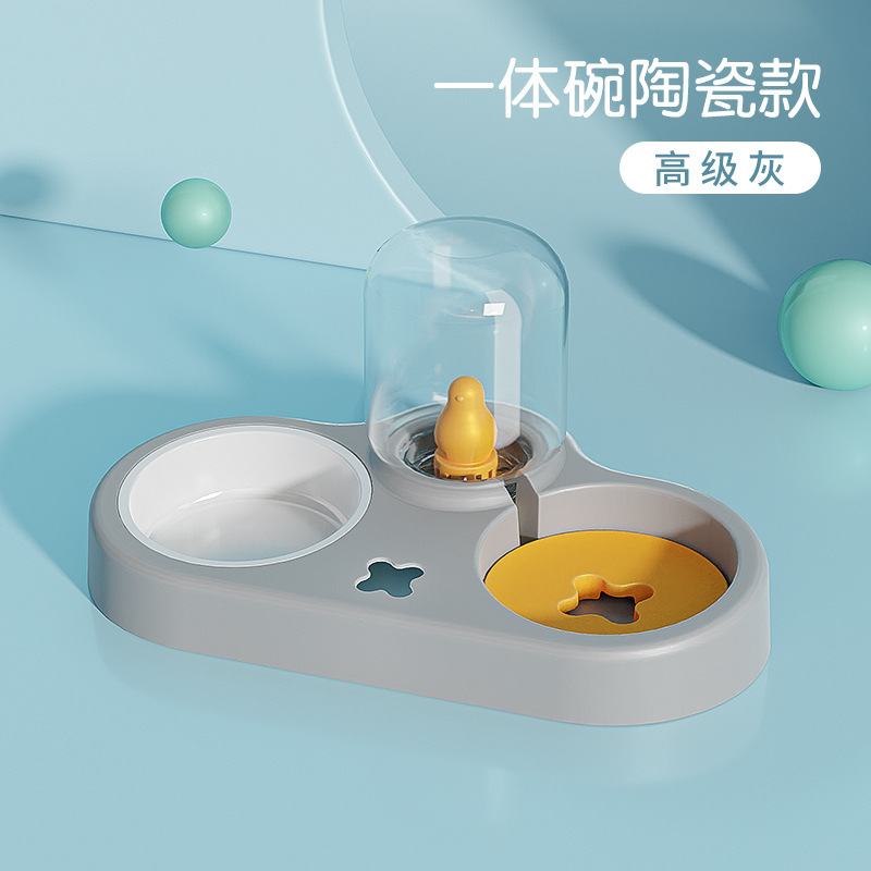 Alimentador de gato para mascotas alimentador de agua automático de recarga de agua gato tazón de agua antidetonante tazón de arroz tazón de protección del cuello tazón de gato doble tazón