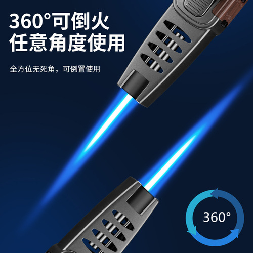 Windproof straight-through large spray gun welding gun personalized kitchen baking blue flame inflatable metal cigar lighter wholesale product