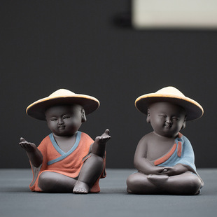 New retro purple sand ceramic monk decoration Buddha living room desktop decoration crafts study Zen decoration