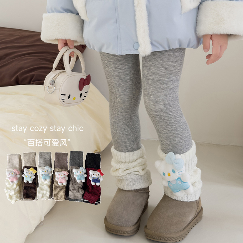 Winter Baby Cartoon Outerwear Girls' Leggings, Fleece Lined, Thickened, One-Piece Fleece Warm Pantyhose