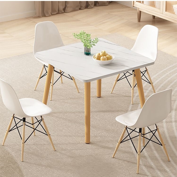 Nordic dining table for home use with solid wood legs, small-sized square table for small apartments, simple living room table, modern, affordable and durable Nordic dining table for home use with solid wood legs, small-sized square table for small apartments, simple living room table, modern, affordable and durable