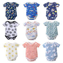 工厂批发婴幼儿三角哈衣卡特宝宝连体衣短袖爬服包屁哈衣婴儿童装