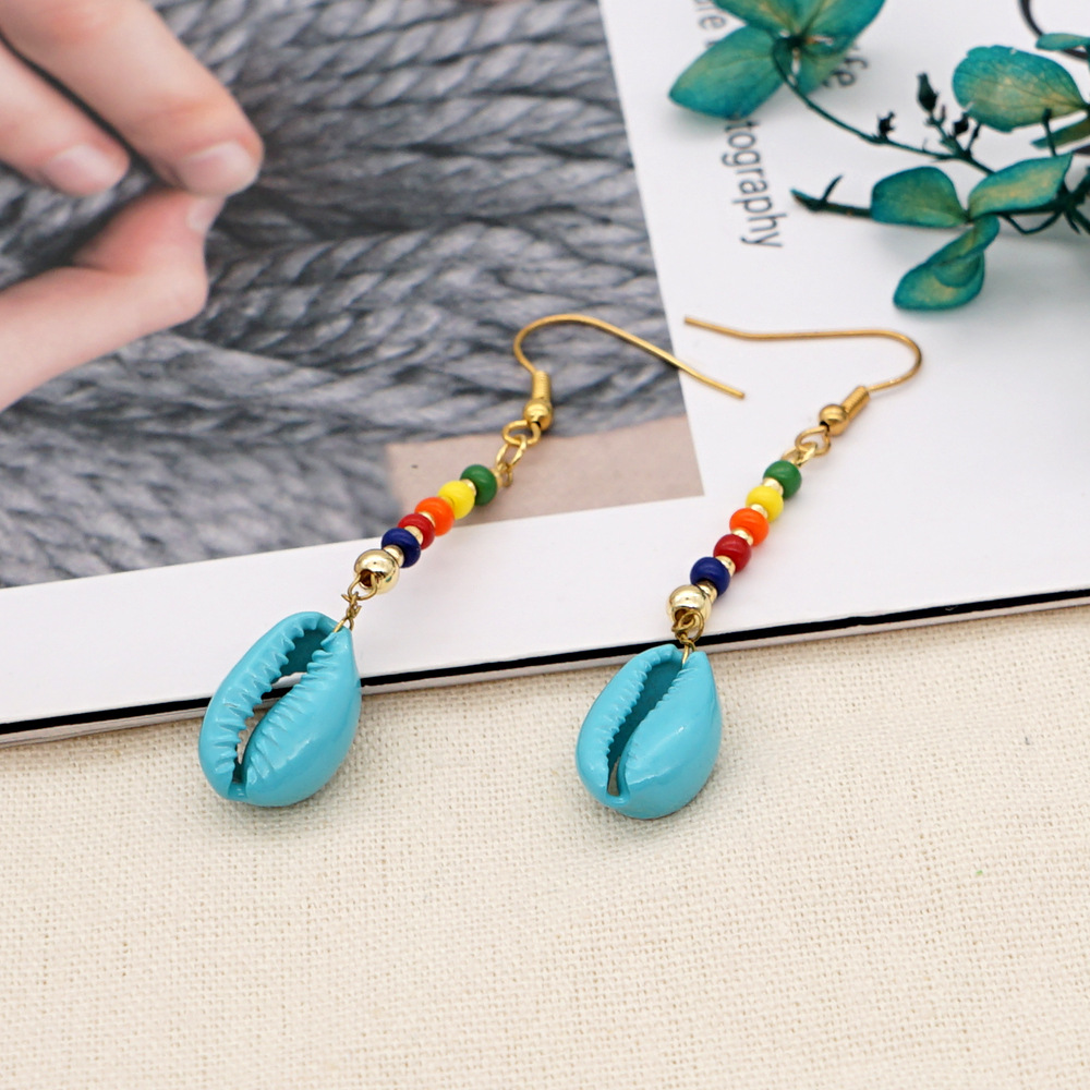 Bohemian Shell Colorful Bead Earrings display picture 8