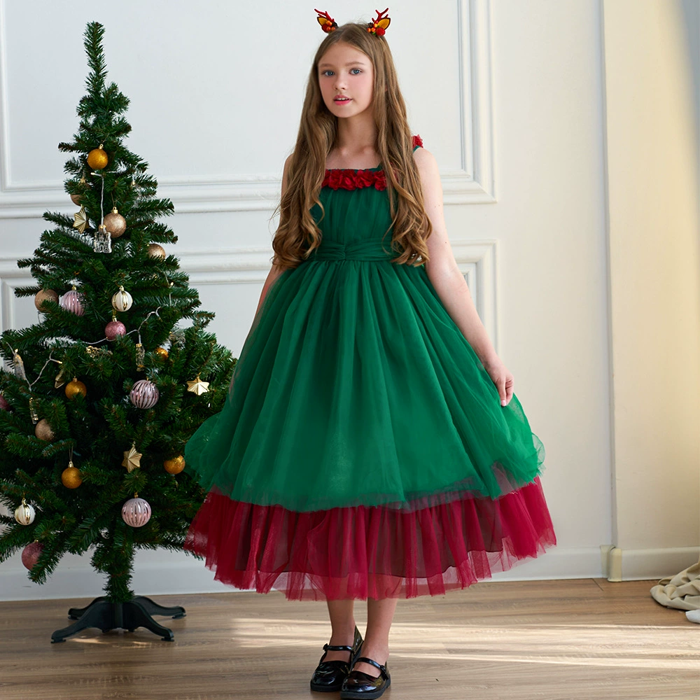 PLBBFZ Новогодний костюм принцессы SD085-Ink green, вечернее платье, косплей, 120–170 см для девочек