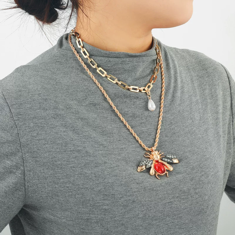 Brand set from pearl, pendant, retro necklace, European style