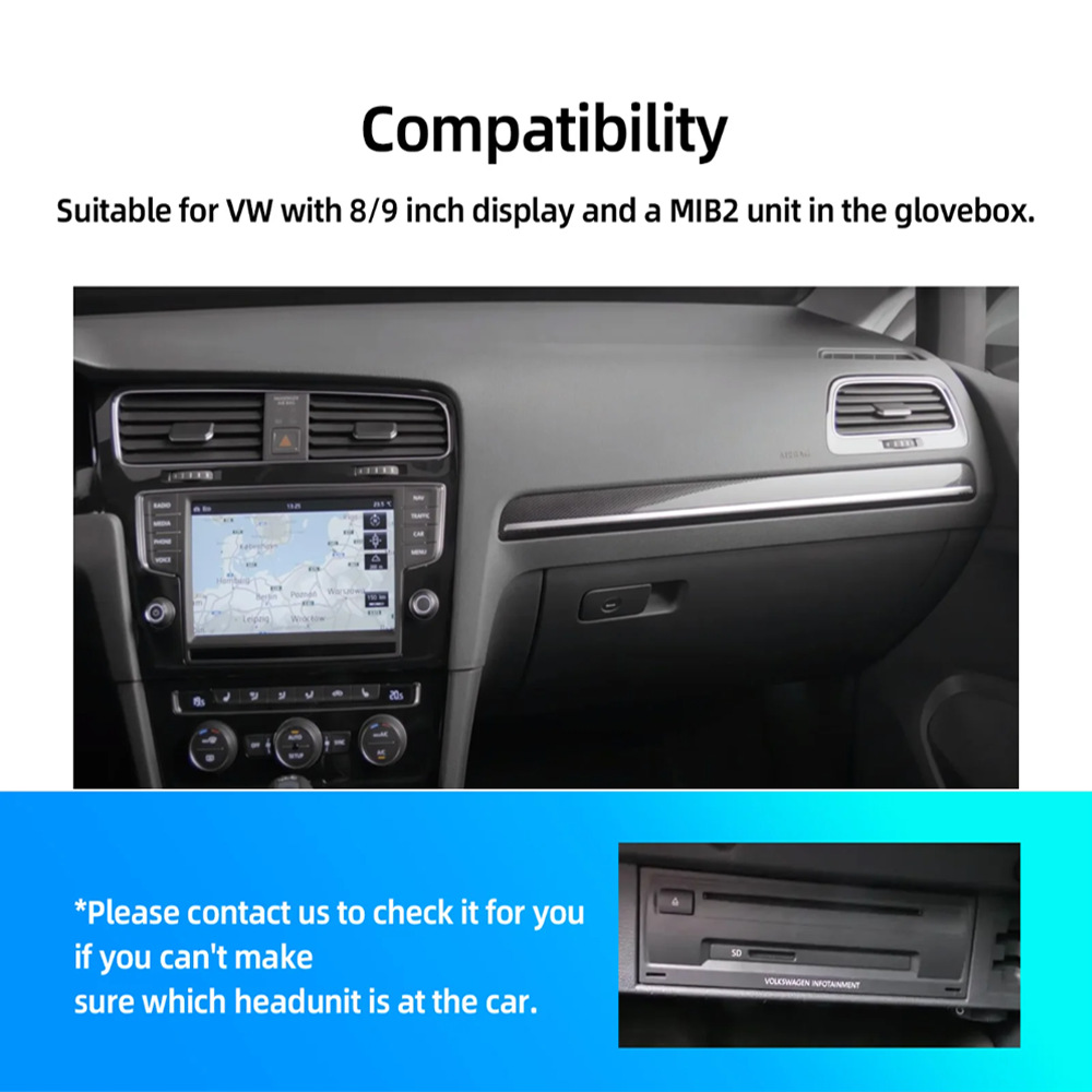 Wireless CarPlay/HICAR upgrade, compatible with the original multimedia decoder system of the Volkswagen Golf 7 MIB