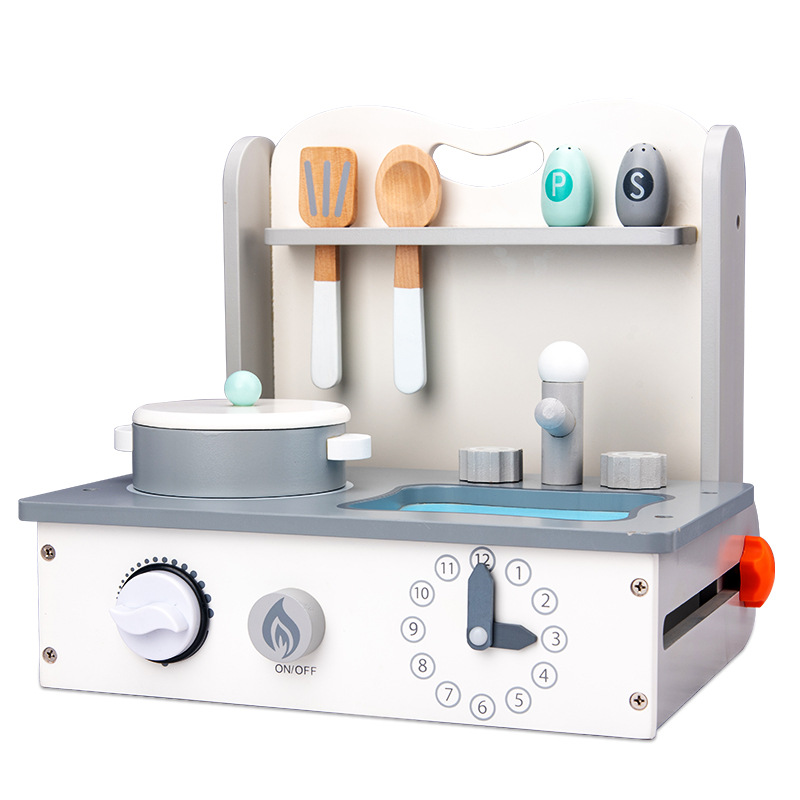 Fabricante mayorista de juguetes de cocina para niños en casa simulación de madera simulación de cocina juegos de niños y niñas