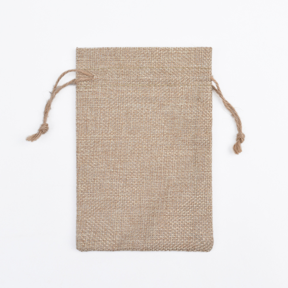 Vintage bolsa de lino cordón Navidad regalo artesanía joyería embalaje imitación Lino pequeño bolso de lino fábrica al por mayor