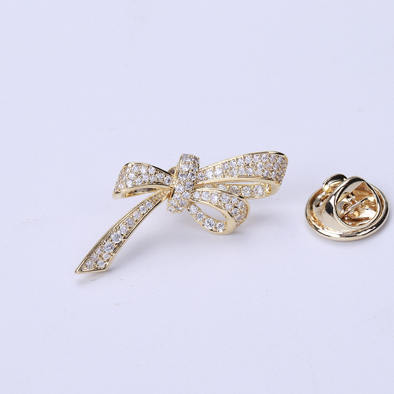 Elegant Simple Style Bow Knot Copper Plating Inlay Zircon Women's Brooches display picture 4