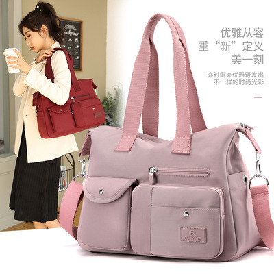 跨境2021新款时尚女士包包尼龙妈咪包大容量单肩斜挎旅行手提包