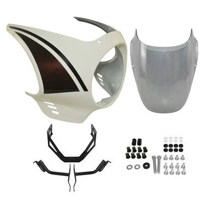 Motorcycle front windshield, Yamaha Xsr900 22-25 Modified - off-white-large-lampshade-smoke-gray-windshield