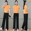 Single suit female 2022 summer new pattern Irregular Short sleeved T-shirt have cash less than that is registered in the accounts jacket Split ends Wide leg pants