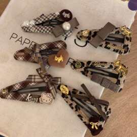 韩国新款英伦卡其格子bb夹发夹 时尚高级感刘海夹侧边夹儿童发饰