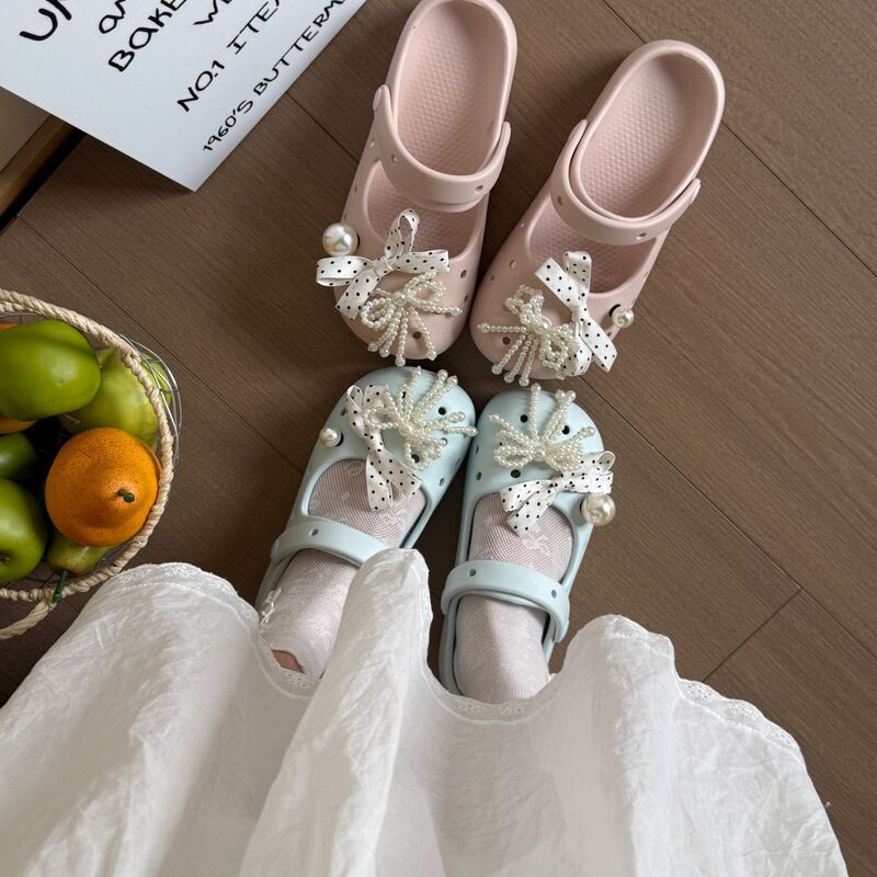 Mary Jane Women's Outdoor Non-Slip Clogs, Cute Eva Ballet Shoes, Summer Thick-Soled Breathable Slippers for the Beach