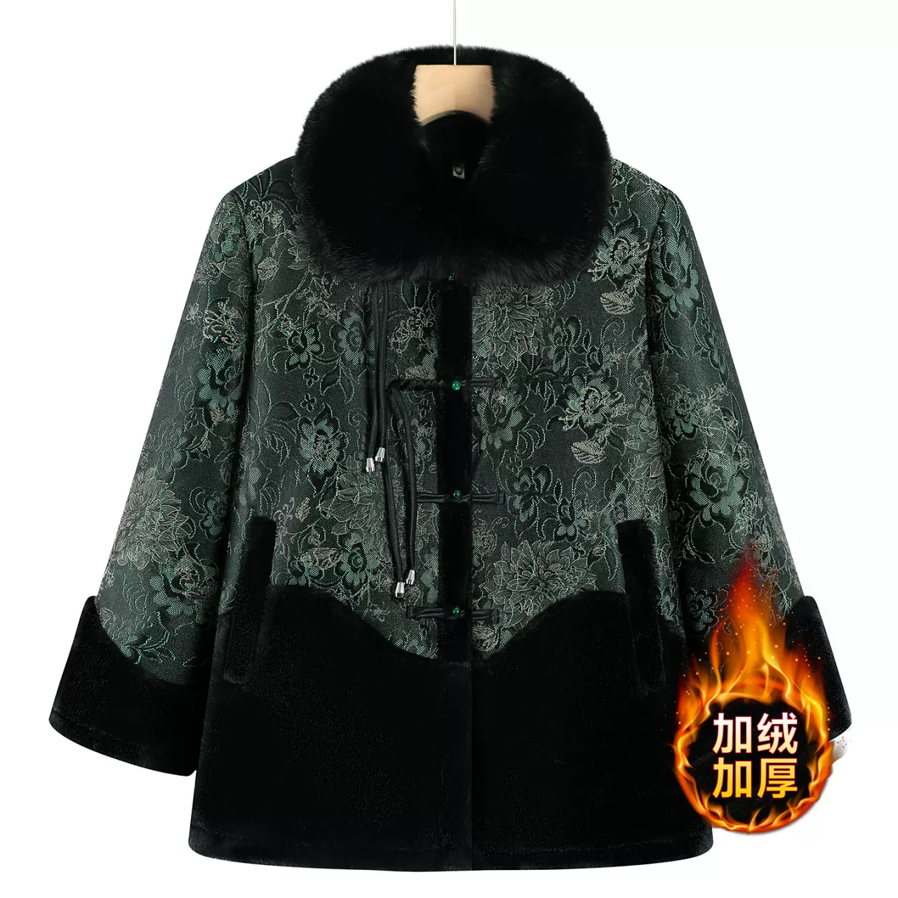 妈妈冬装羽绒棉服女装新款棉衣中老年大毛领奶奶装保暖棉袄棉外套