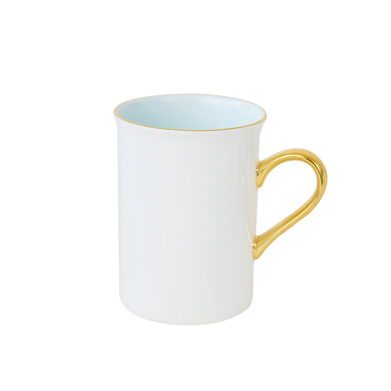 Luz de lujo de alta gama taza de porcelana taza de agua de oficina taza de agua pareja simple creativo oro contraste color Taza de cerámica