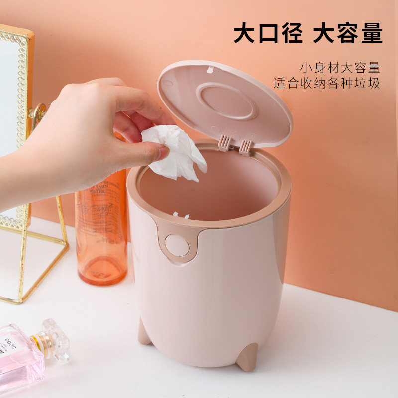 蓋付きプラスチック卓上ゴミ箱、プッシュオープン蓋、家庭用防水ゴミ箱、蓋付き紙バスケット、雑貨収納|undefined