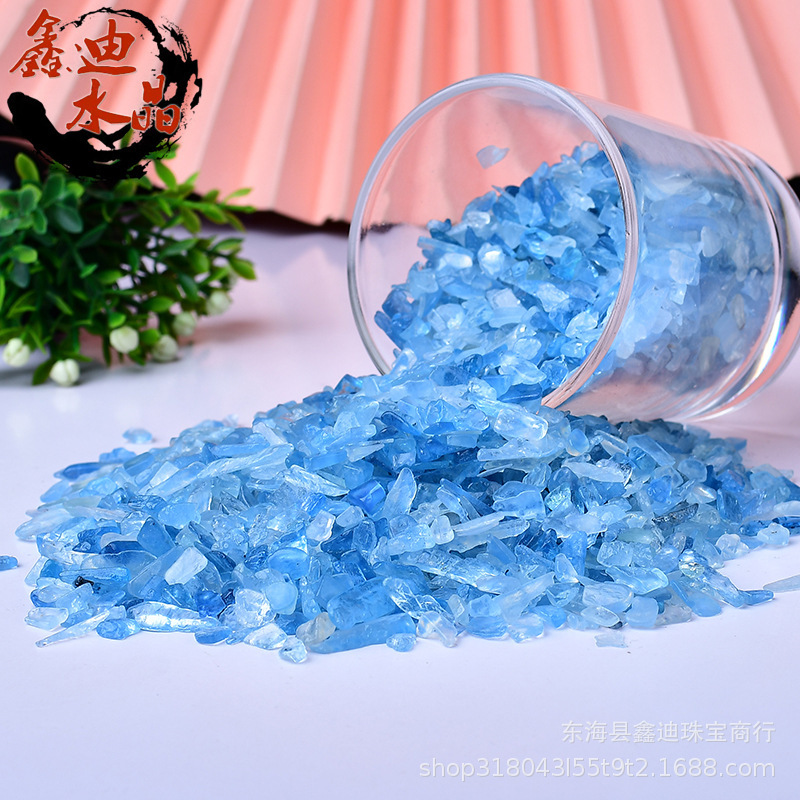 Natural Aquamarine Gravel Blue Crystal Gravel Demagnetized Stone Ornaments Home Decoration Materials DIY Manicure Natural Aquamarine Gravel Blue Crystal Gravel Demagnetized Stone Ornaments Home Decoration Materials DIY Manicure