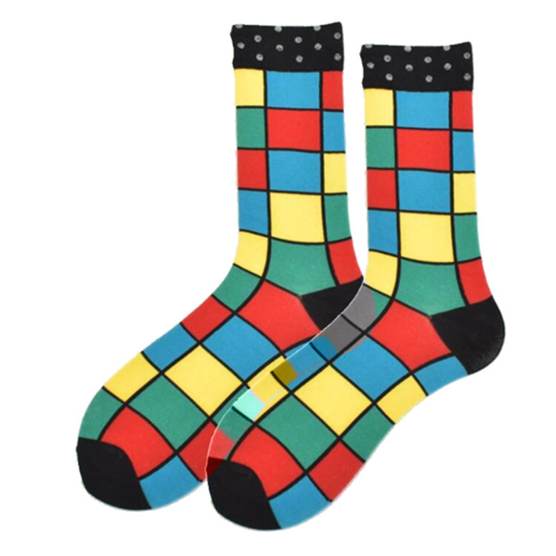 Popular Primavera, Otoño e Invierno moda media pantorrilla jacquard calcetines moda dibujos animados animal comida geométrica rayas fabricante