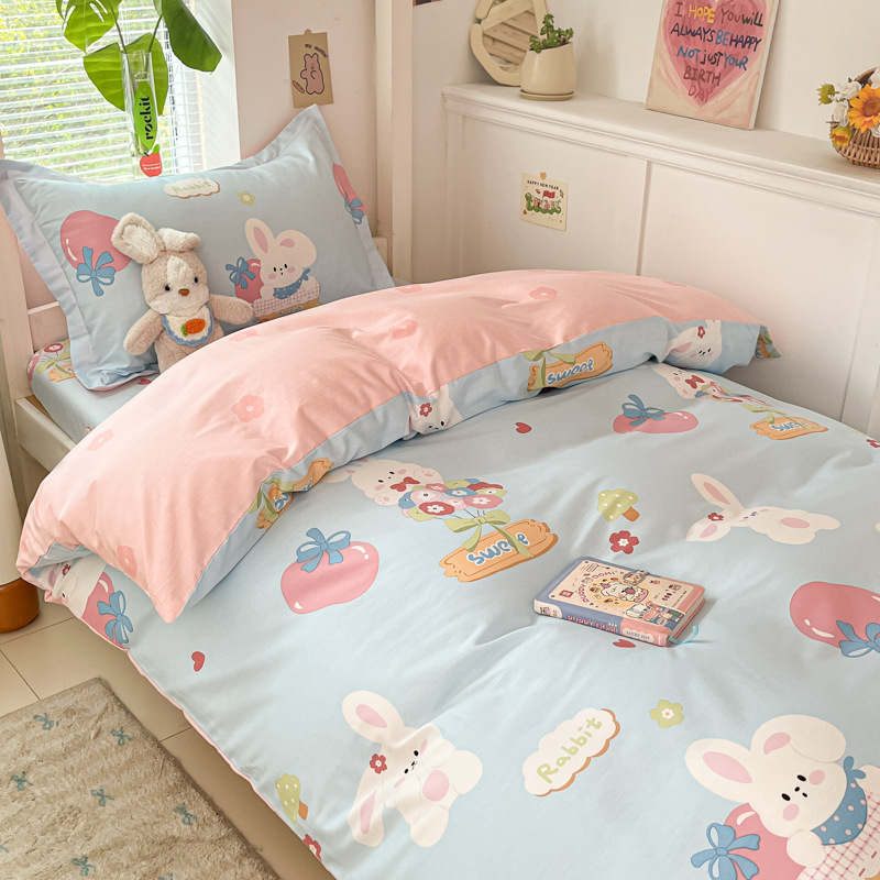 Ropa de cama de tres piezas de algodón para dormitorio de estudiantes universitarios, ropa de cama de algodón, funda de edredón, colchón de seis piezas, bolso de check-in