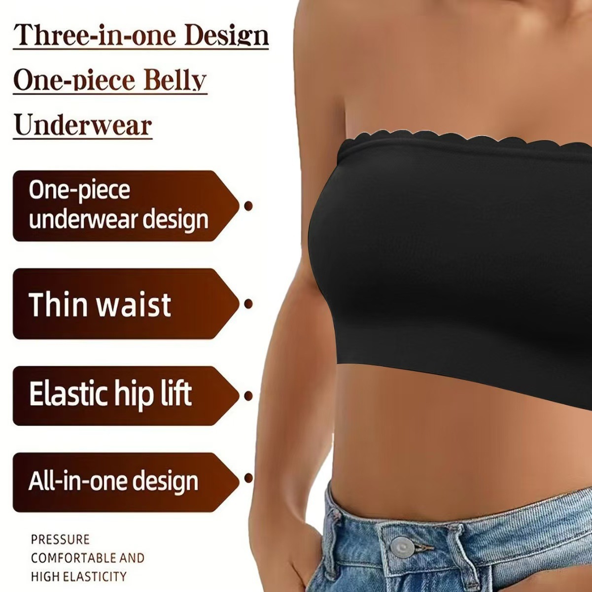 Techo de tubo de gran tamaño sexy europeo y americano que no deja marcas, anti-luz, antideslizante, sin tirantes, pecho envuelto, espalda delgada, ropa interior hermosa, corsé de mujer