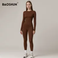 Новый кросс-бордерный спортивный костюм для фитнеса с длинными рукавами, быстросохнущий, высокоэластичный, для бега, тренировок, йоги, оптом