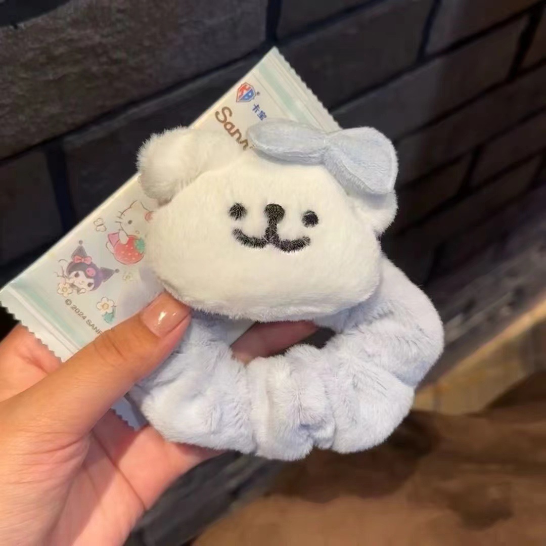 흰색 라인 개 머리끈