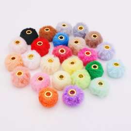 diy韩款小香风直孔2CM仿兔毛绒球串珠大孔隔珠车挂服饰手作配件