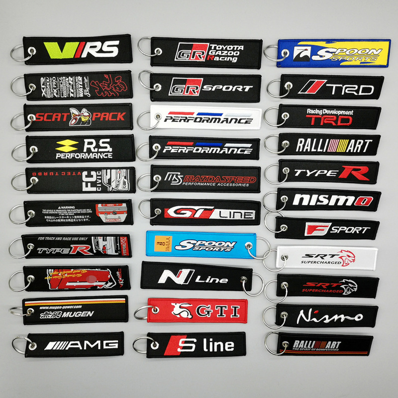 Car Logo Modification Brand Textile Embroider Cloth Keychain Pendant Trd Unlimited Mugen Spot Wholesale