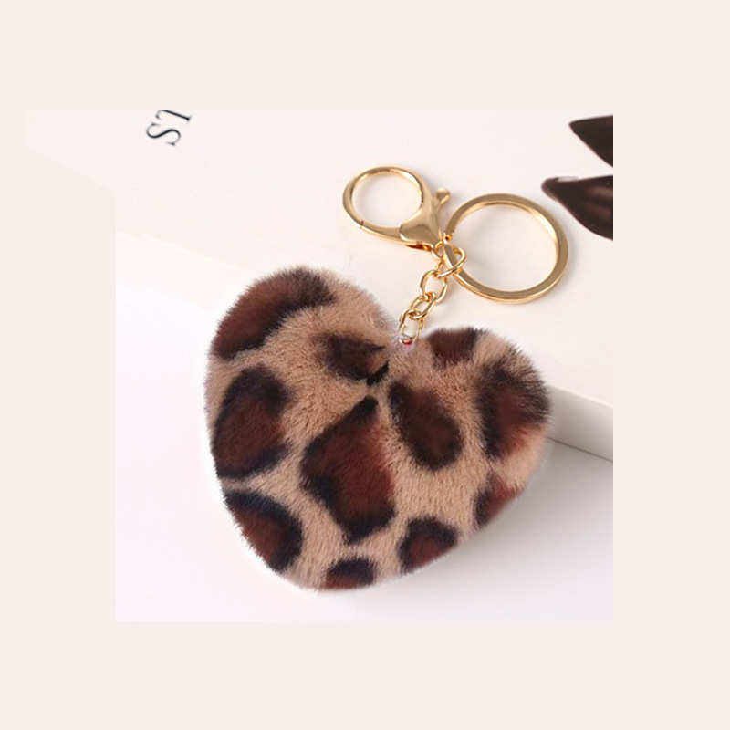 Leopard print 60 card brown 8cm peach heart
