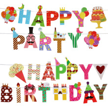 新款胡子先生生日派对彩旗 三角纸彩旗批发 派对用品拉花 http://