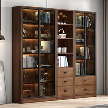 轻奢书柜玻璃门客厅带门落地展示柜置物柜现代简约家用书房储物灬
