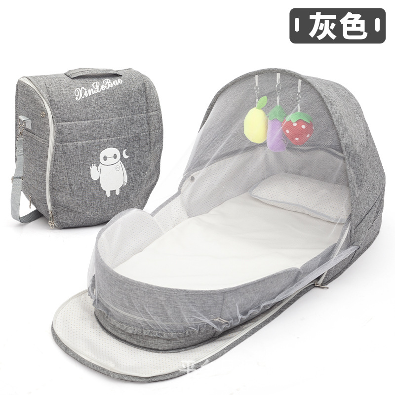 Bolsa multifuncional para mamás, bolsa de cama plegable portátil para bebés, cama extensible de gran capacidad, bolsa de moda para madres y bebés, mochila cama image 6