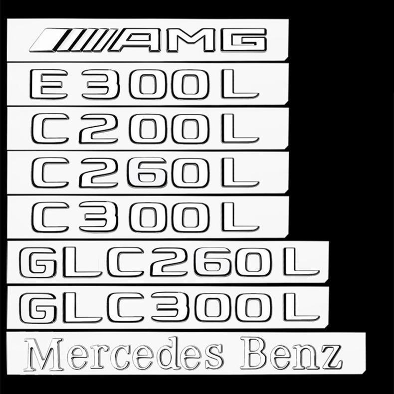 Suitable for Mercedes-Benz rear emblem stickers, including models like the E300L, C260L, and GLC260L; original letter emblems for modification