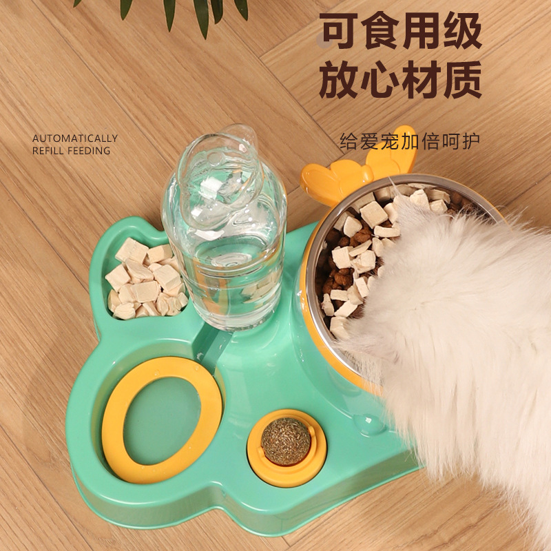 고양이 그릇 더블 그릇 자동 식수 먹이 고양이 음식 그릇 개 그릇 고양이 안티 노크 물 그릇 개 쌀 그릇 애완 동물 용품