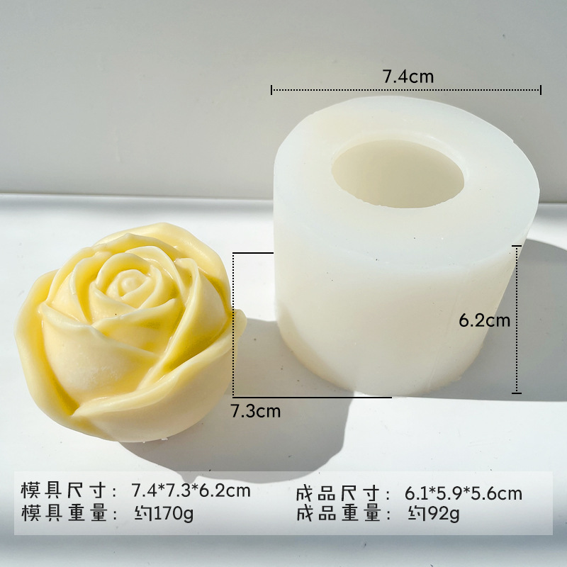 Jiahuimei Día de San Valentín rosa vela molde de silicona DIY para ser puesto Rose Ice Cube molde rosa molde de yeso