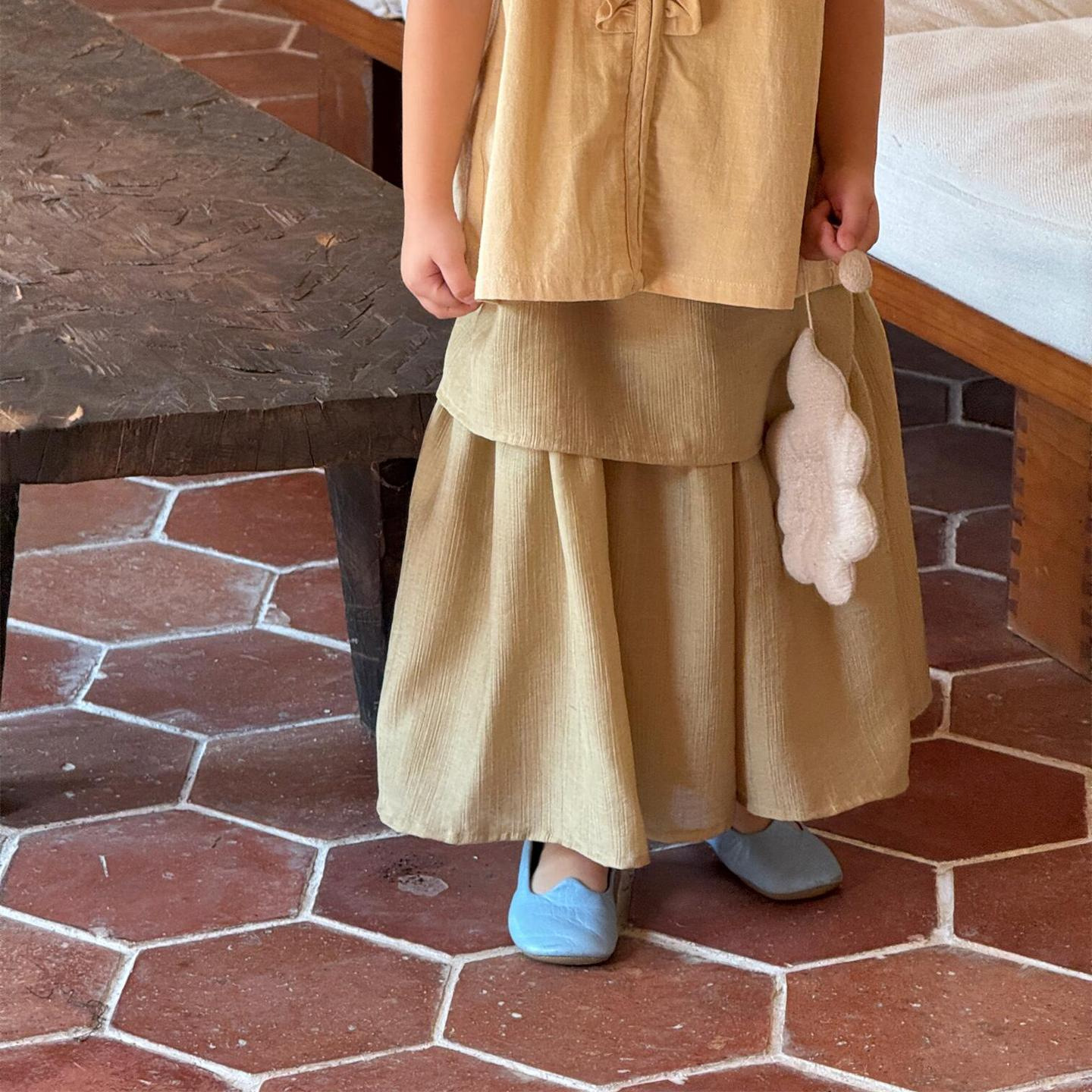 Top Egg Korean Children's Wear 2025 Summer New Girls' Pants Casual Cool Fart Curtain Pants Solid Color All-match Trousers