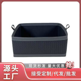 收纳筐皮质简约编织纹好物收纳篮多功能 卧室置物篮样板间摆筐