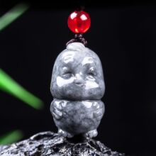 天然A货翡翠可爱小鸡萌鸡衔喜玉石乌鸡种精工挂件吊坠玉佩玉美
