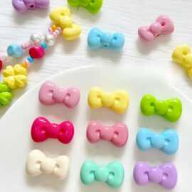 马卡龙亚克力蝴蝶结散珠手工diy串珠材料手链项链手机链饰品配件